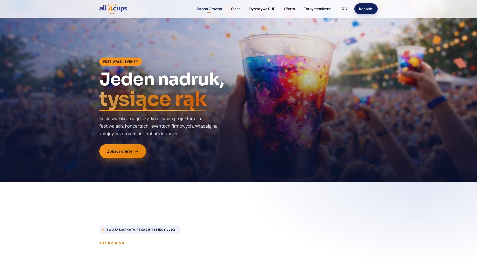 all4cups - strona firmowa na WordPressie bez page buildera
