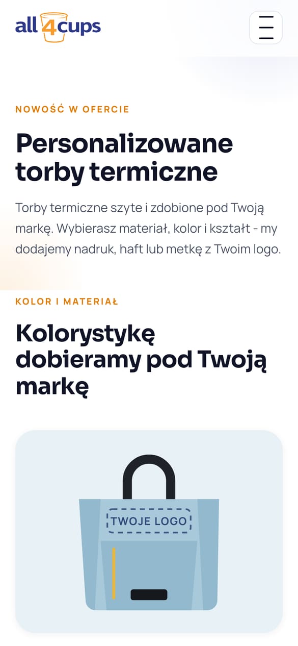 Torby termiczne jako osobna podstrona: nowa linia produktowa dostaje własny adres, a nie akapit w ofercie. (telefon)