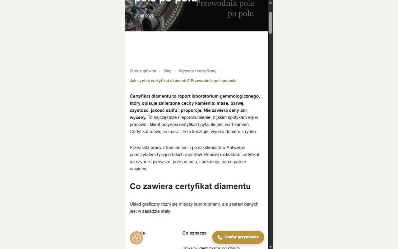Ten sam artykuł na telefonie.