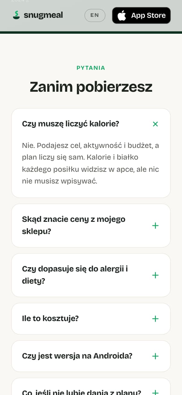 FAQ przed pobraniem - natywny akordeon, bez obiecywania funkcji, których aplikacja nie ma. (telefon)