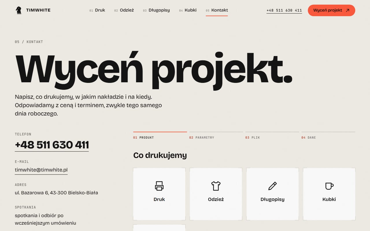 Pierwszy krok wyceny to wybór produktu z czterech kafli.
